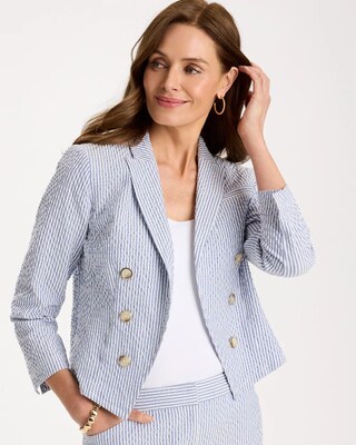 Seersucker Striped Cropped Blazer | Chico's